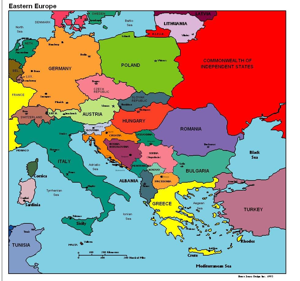 kat jeyografik nan ewòp montre Albani