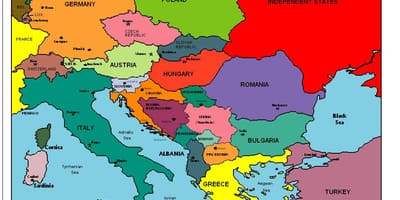 Kat jeyografik nan ewòp montre Albani